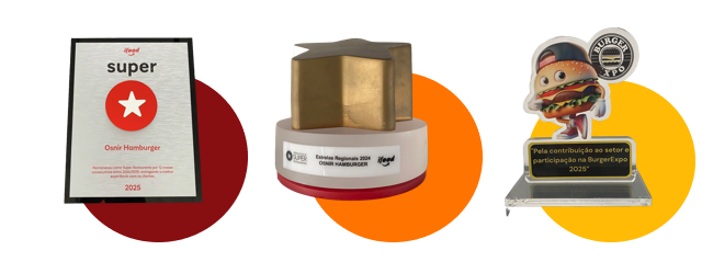 Troféus iFood Estrelas Regionais, prêmio Super Restaurante e BurgerExpo conquistados pela Osnir